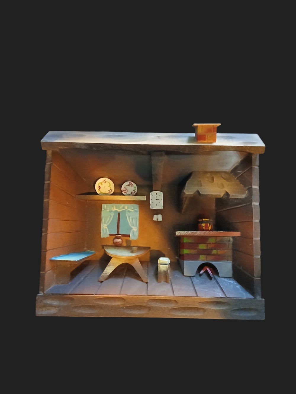 Vintage German Black Forest Alpine Kitchen Shadowbox